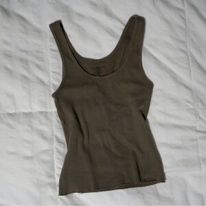Brandy Melville Green Fitted Ribbed Tank Top